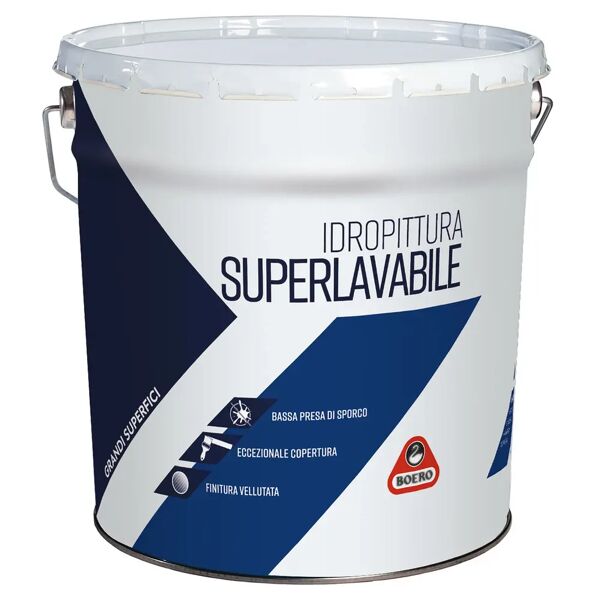 boero idropittura superlavabile  bianca 4l per soggiorni camere 6-7 m² con 1 l a 2 mani