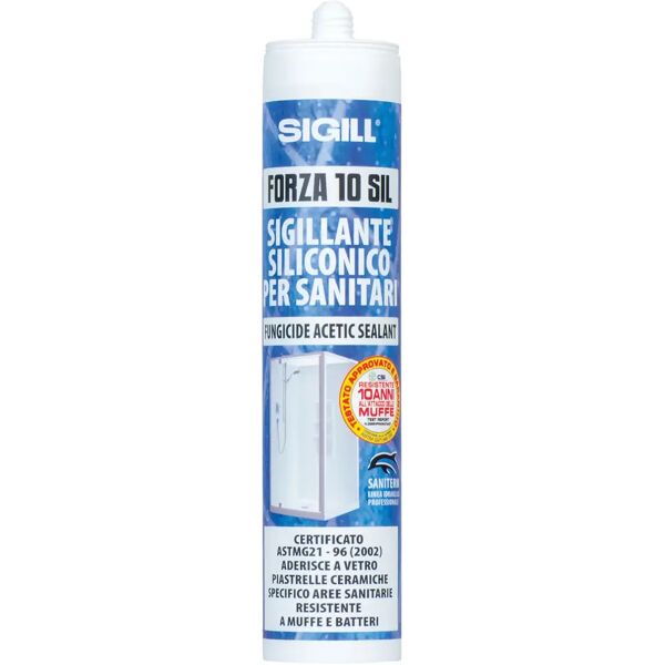 sigill silicone acetico forza 10  280 ml bianco antimuffa garanzia 10 anni