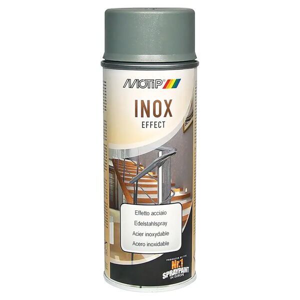 motip smalto spray inox  effetto acciaio 400 ml 2 - 2,5 m² con 1 l