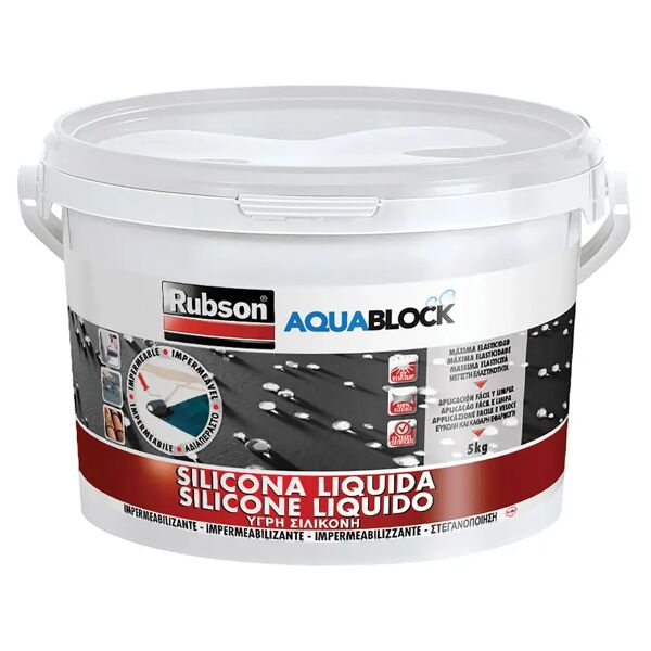rubson silicone liquido  aquablock 5 kg bianco rivestimento impermeabile universale