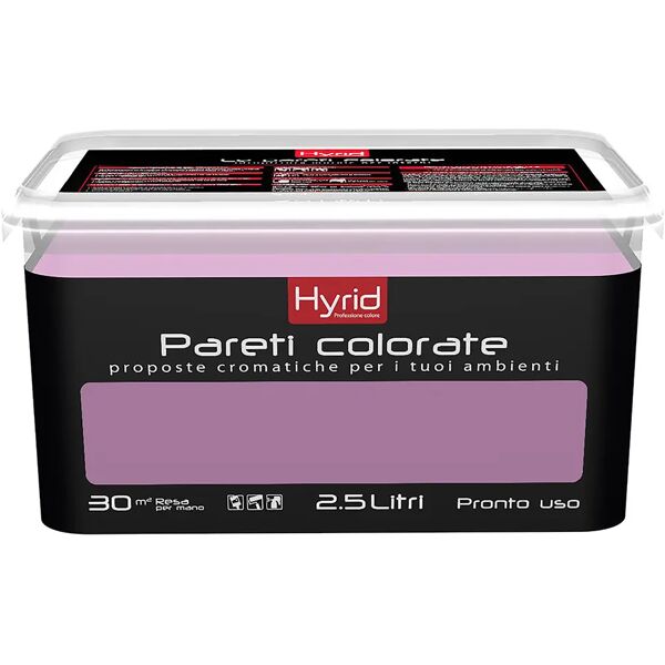 hyrid by covema idropittura lavabile hyrid 2,5 l viola medio per interno 5-6 m² con 1 l a 2 mani