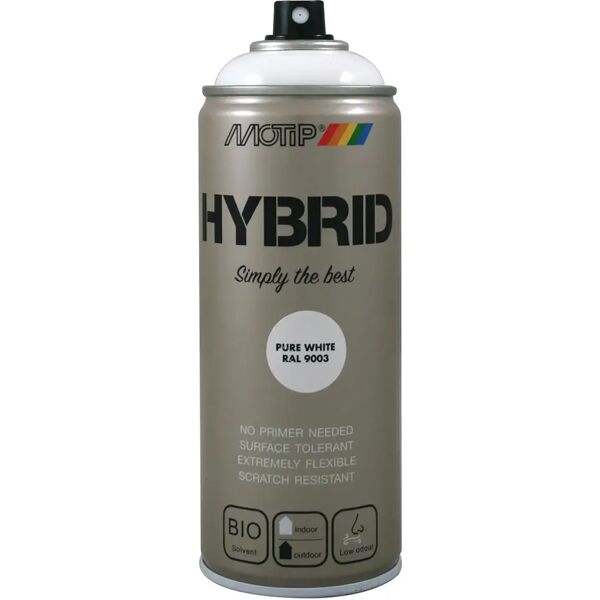 motip vernice spray hybrid ral 9003  bianco segnale 400 ml 2,5 - 3,5 m² con 1 l