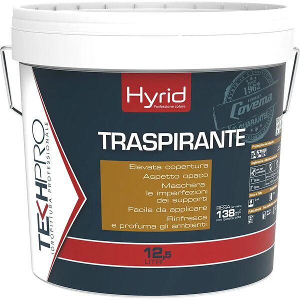 hyrid by covema idropittura traspirante covema bianca 12,5 l per bagni e cucine 5-6 m² con 1 l a 2 mani