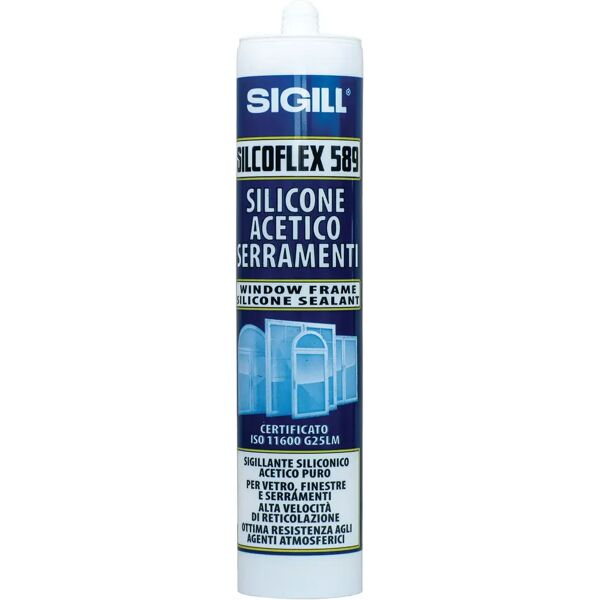 sigill silicone acetico silcoflex 589  300 ml trasparente vetri e carpenteria