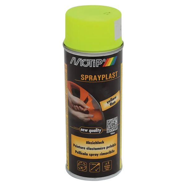 motip pellicola rimovibile spray  400 ml sprayplast giallofluo opaco 0,5-1 m² con 1 l - 5 mani
