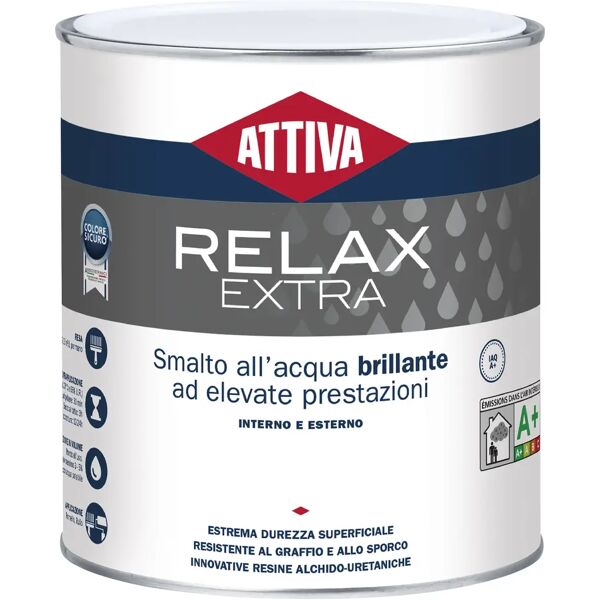 attiva smalto acqua  relax extra 2,5 l bianco brillante uretanico 12-13 m² con 1 mano