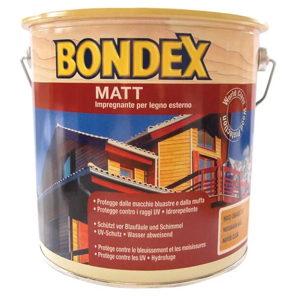 bondex impregnante solvente  matt 2,5 l noce chiaro pronto all'uso 10-16 m² con 1 l