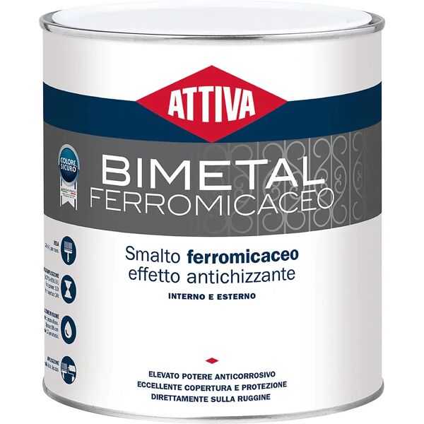 attiva smalto antiruggine  bimetal 0,75 l testa di moro grana fine ferromicaceo 7-8 m² con1l