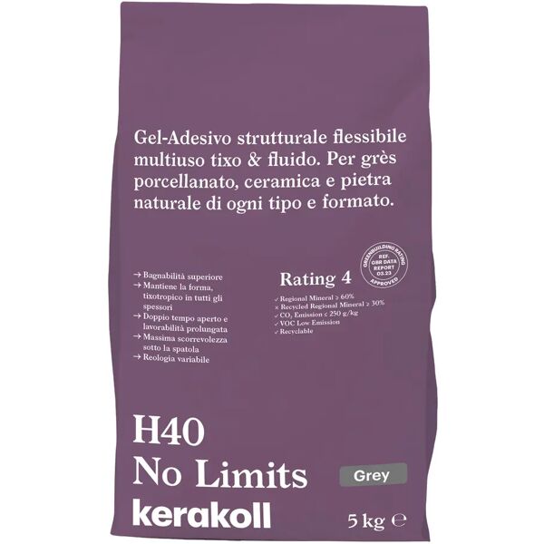 kerakoll colla h40 no limits 5 kg  alta deformabilita' grigio