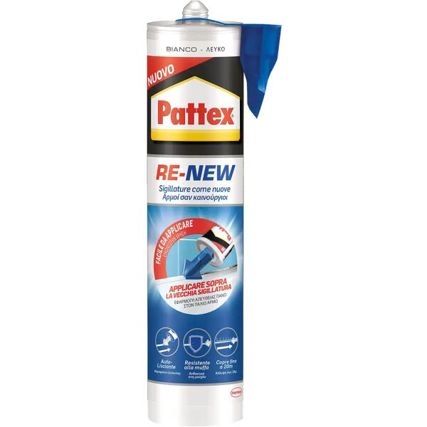 pattex silicone  bagno sano re-new 280 ml rivestimento sigillature bianco pronto uso