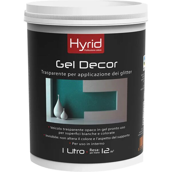 hyrid by covema gel trasparente decor hyrid 1 l per applicazione di glitter 5-6 m² con 1 l a 2 mani