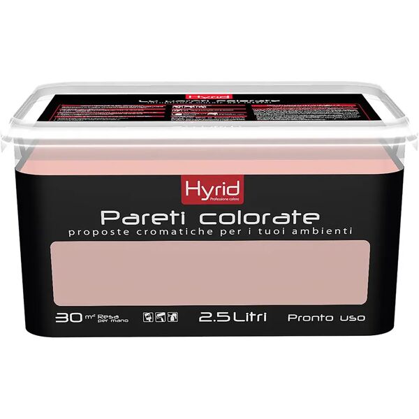 hyrid by covema idropittura lavabile hyrid 2,5 l rosso medio per interno 5-6 m² con 1 l a 2 mani