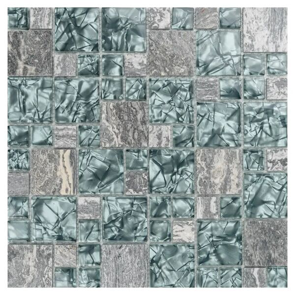 tecnomat mosaico lesina vetro laminato con foglia effetto perlato e pietra grigia foglio 30x30x0,8 cm