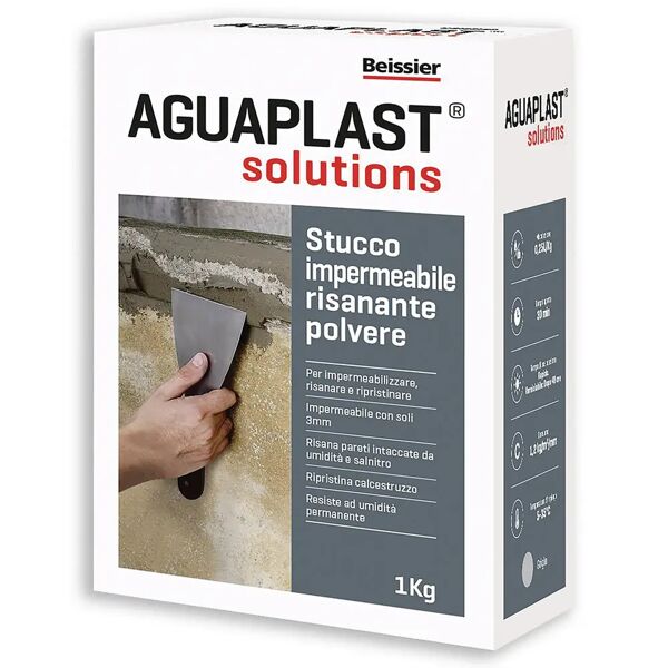 aguaplast stucco impermeabile polvere  grigio 1 kg spessori fino a 20mm interno esterno