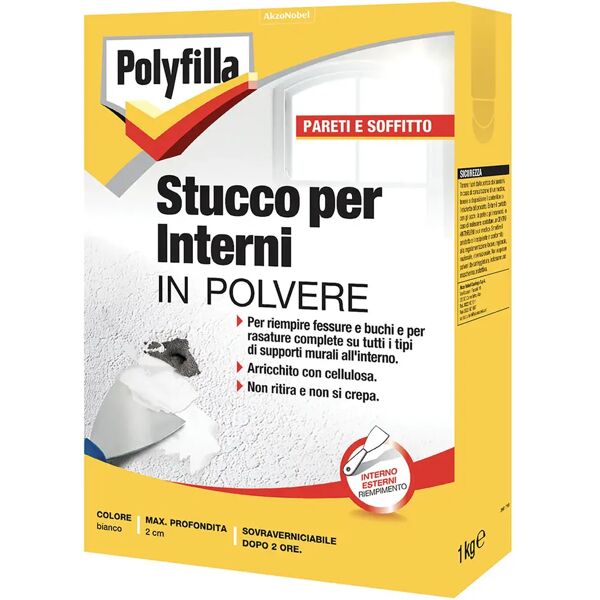 polyfilla stucco in polvere  scatola 1 kg bianco per interno