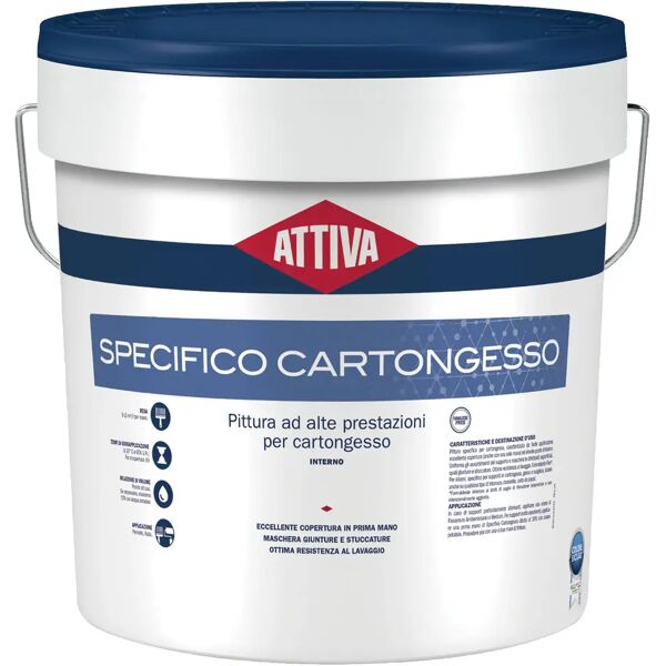 attiva idropittura specifico cartongesso  12 l alta copertura 5-6 m² con 1 lt  a 2 mani