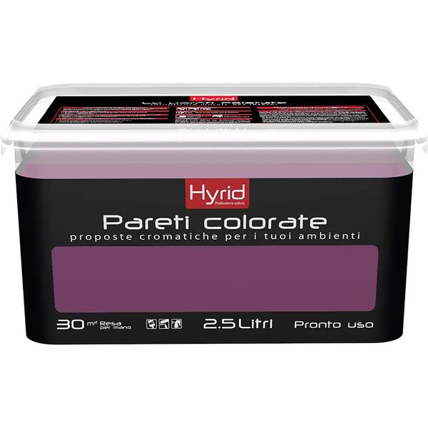 hyrid by covema idropittura lavabile hyrid 2,5 l viola accento per interno 5-6 m² con 1 l a 2 mani