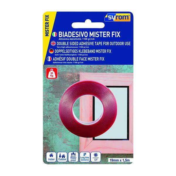 tecnomat nastro biadesivo magnum forte presa  h 19mm x l 1,5m resistenza a carichi verticali