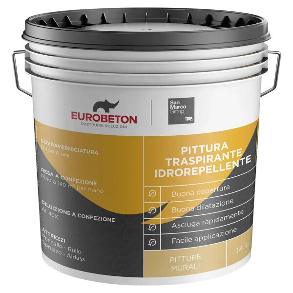 eurobeton sanmarco pittura traspirante eurobeton smarco 14l bianco idrorepellente 4-5 m² con 1 l a 2 mani