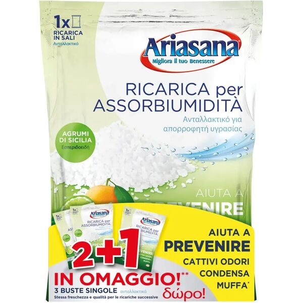 tecnomat ricarica sali assorbiumidita' ariasana 2+1 buste da 450 g agli agrumi di sicilia