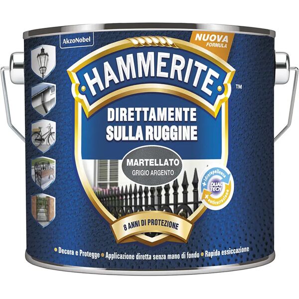 tecnomat smalto antiruggine martellato hammerite 2,5 l grigio argento 8-10 m² con 1 l