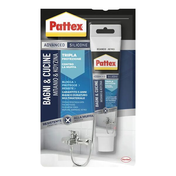 pattex silicone acetico  per sanitari tripla protezione bianco 50 ml antimuffa