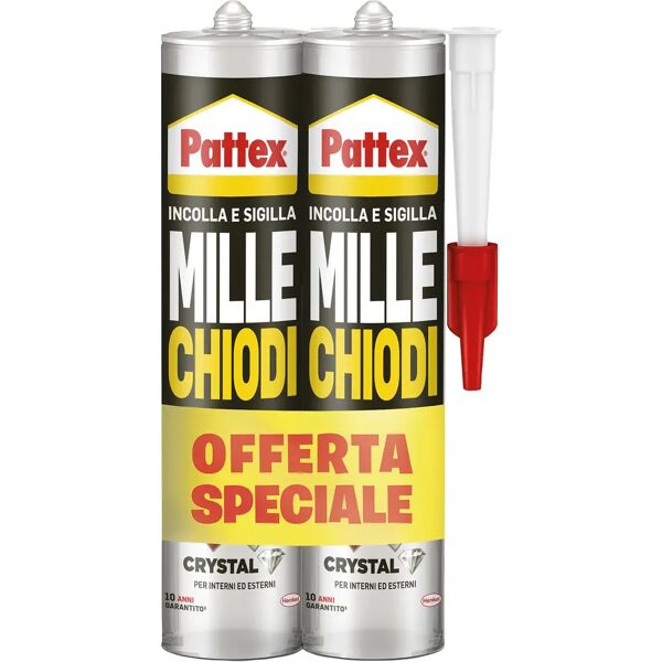 pattex millechiodi 2pack  cristal 2 confezioni da 290 g trasparente