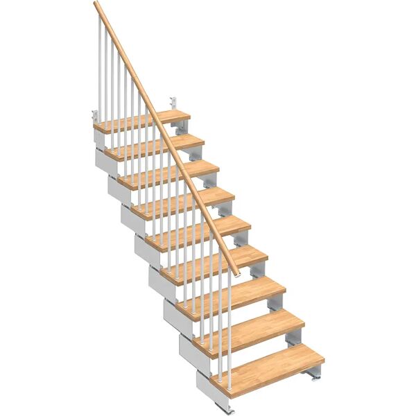 tecnomat scala a giorno kompo rettilinea 9 gradini in legno di faggio naturale acciaio bianco