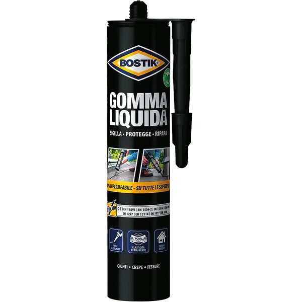 bostik gomma liquida  in cartuccia 310 g colore nero sigilla protegge ripara