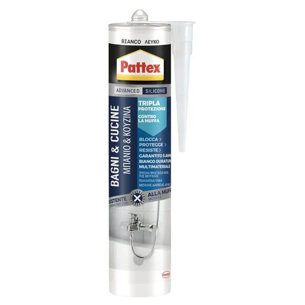 pattex silicone neutro  per sanitari tripla protezione bianco 300 ml antimuffa