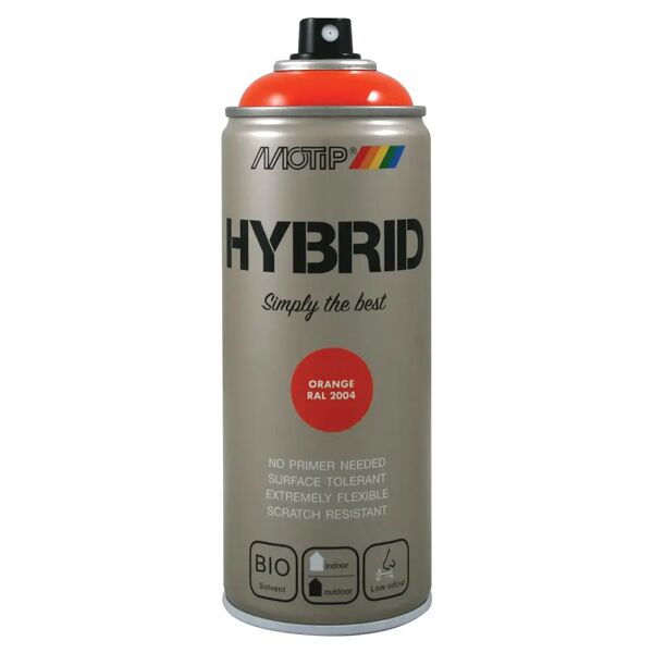motip vernice spray hybrid ral 2004  arancio puro 400 ml 2,5 - 3,5 m² con 1 l