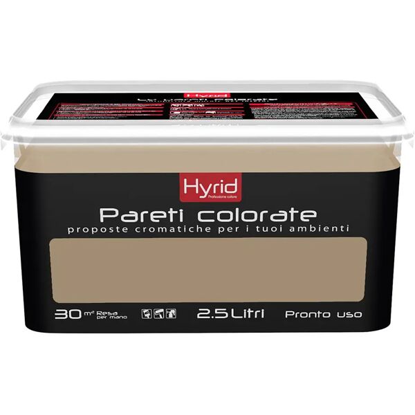 hyrid by covema idropittura lavabile hyrid 2,5 l grigio moda per interno 5-6 m² con 1 l a 2 mani