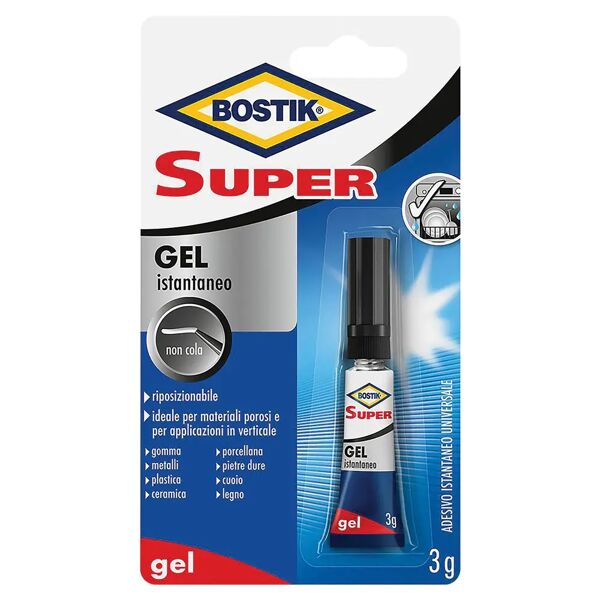 bostik colla cianoacrilica super gel  3 g per materiali porosi e applicazioni in verticale