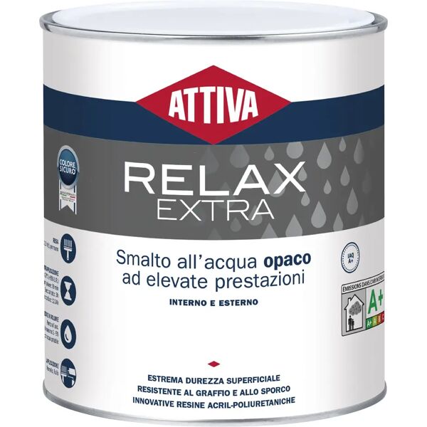 attiva smalto acqua  relax extra 2,5 l bianco opaco uretanico 12-13 m² con 1 mano