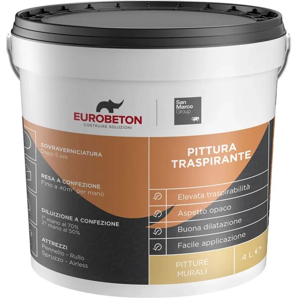 eurobeton sanmarco pittura traspirante eurobeton smarco 4 l bianco 4-5 m² con 1 l a 2 mani