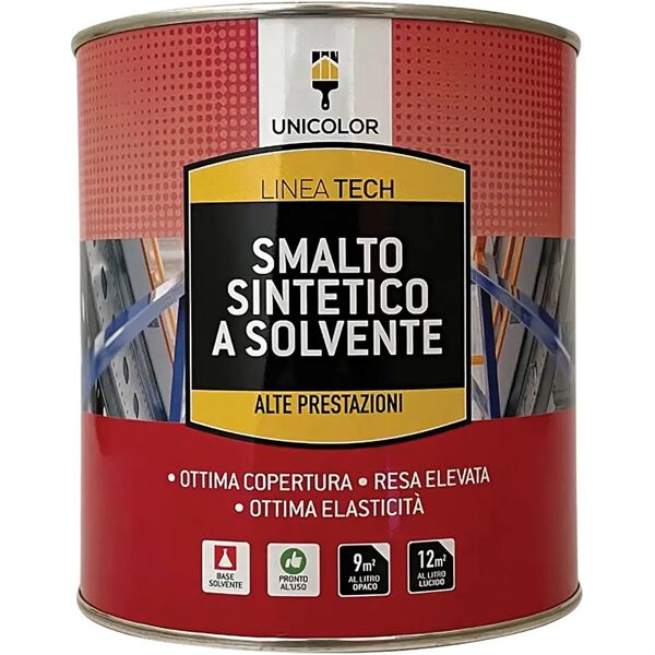 unicolor smalto sintetico lucido  verde prato 0,75 l antiruggine 12-14 m² con 1 l