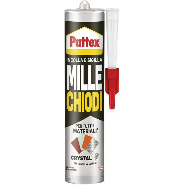 pattex adesivo sigillante  millechiodi crystal 290 g incolla e sigilla tutti i materiali