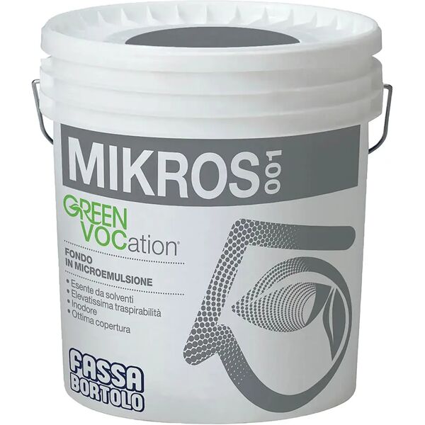 fassa fondo murale  mikros 001 4 l green vocation per interno 8-14 m² con 1 l da diluire