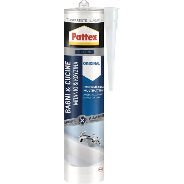 pattex silicone acetico  per sanitari trasparente 280 ml antimuffa