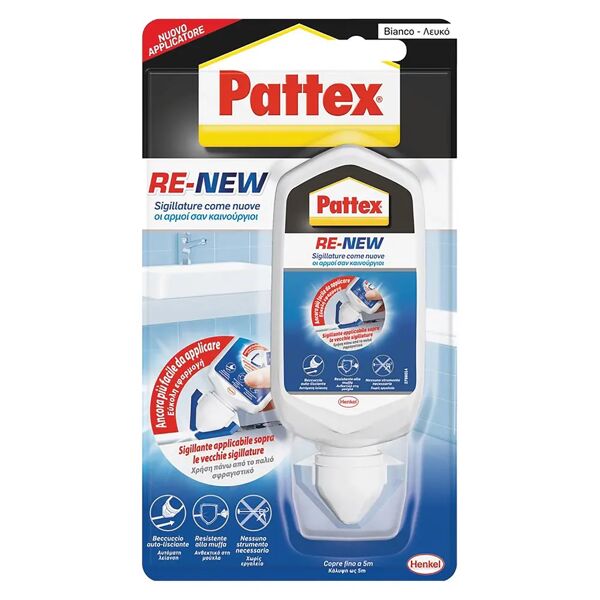 pattex silicone  bagno sano re-new 80 ml rivestimento sigillature bianco pronto uso