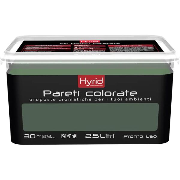 hyrid by covema idropittura lavabile hyrid 2,5 l smeraldo moda per interno 5-6 m² con 1 l a 2 mani