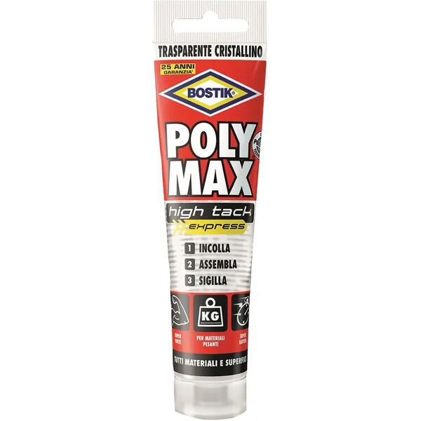 bostik adesivo poymax high tack  115 g express trasparente incolla in verticale e in sospeso