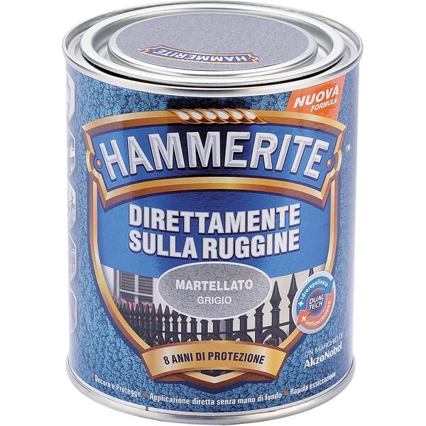 hammerite smalto antiruggine martellato  0,75 l grigio 8-10 m² con 1 l