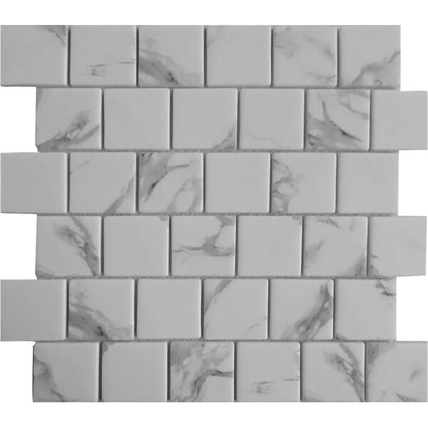 tecnomat mosaico mincio vetro riciclato con stamp effetto marmo calacatta foglio 29,8x29,8x0,6 cm