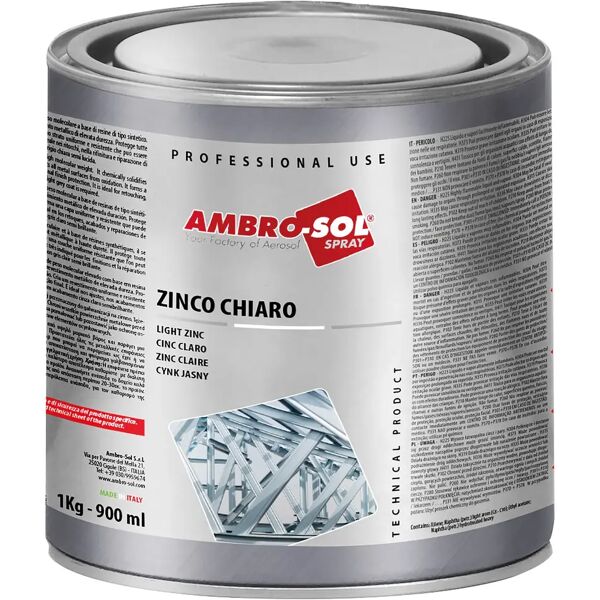 ambrosol zincante a freddo  zinco chiaro per metalli ferrosi 1kg alluminio e acciaio