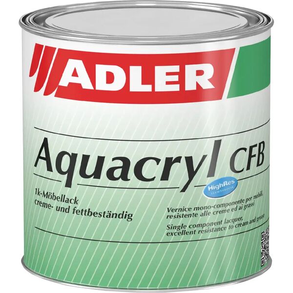 adler_vernici vernice per mobili adler 2,5 l aquacryl cfb incolore brillante 10-12m² con 1 l