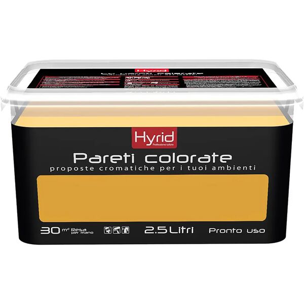 hyrid by covema idropittura lavabile hyrid 2,5 l giallo accento per interno 5-6 m² con 1 l a 2 mani