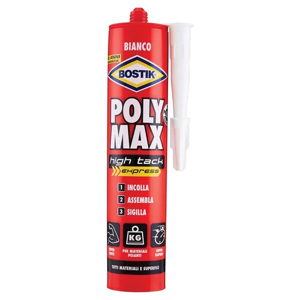 polymax adesivo  high tack bostik 425 g express bianco incolla in verticale e in sospeso