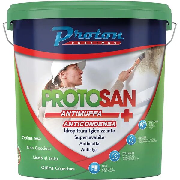 proton idropittura anticondensa protosan 14 l bianca 14 l 5-6 m² con 1 l a 2 mani