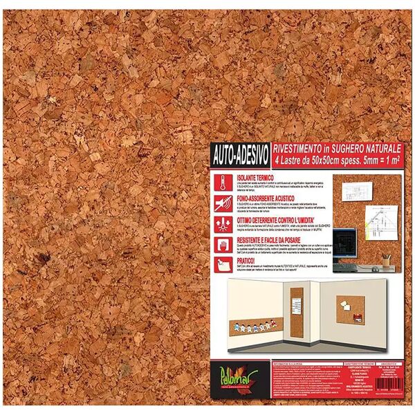 tecnomat rivestimento sughero self cork palomar adesivo 4 lastre 50 x 50 cm spessore 5 mm